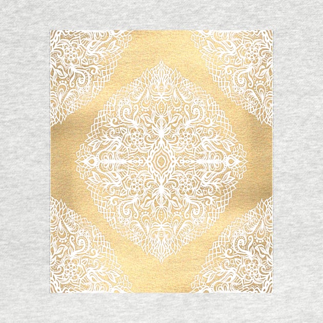 White Gouache Doodle on Gold Paint by micklyn